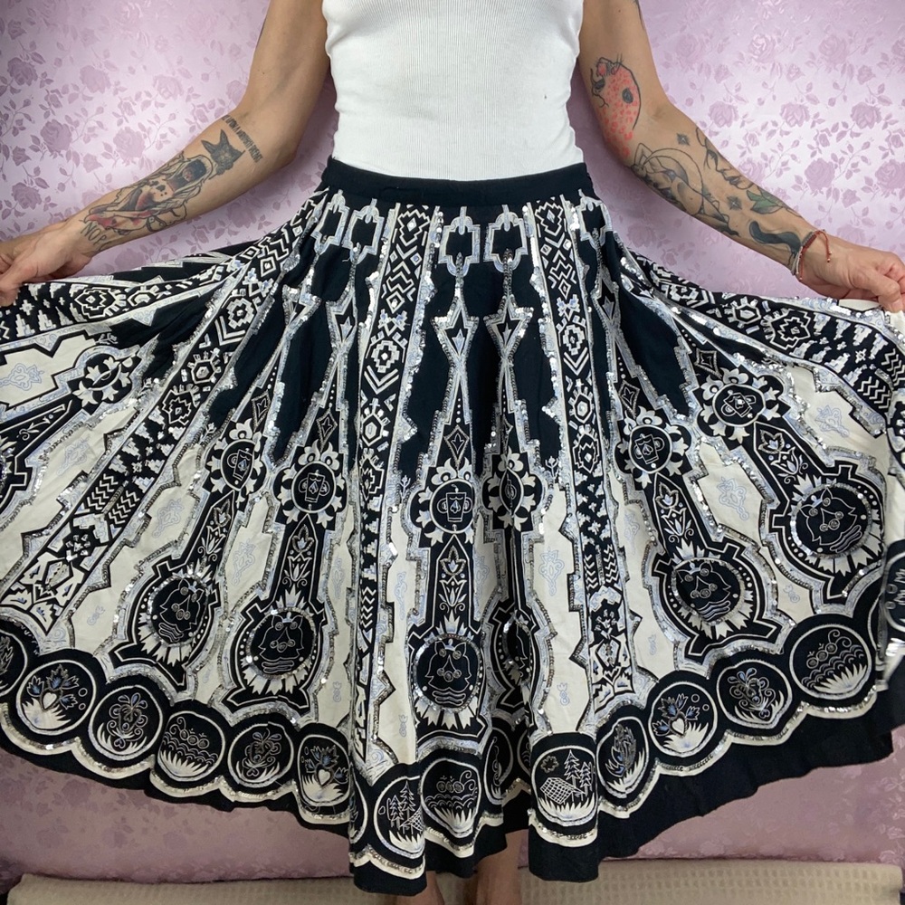 Boho gypsy floral peasant cotton skirt by Kaktus